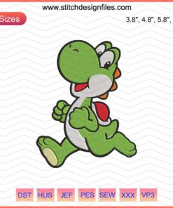 Yoshi Mario Embroidery Designs File: Colorful Yoshi and Mario Machine Embroidery Patterns for DIY Crafting.