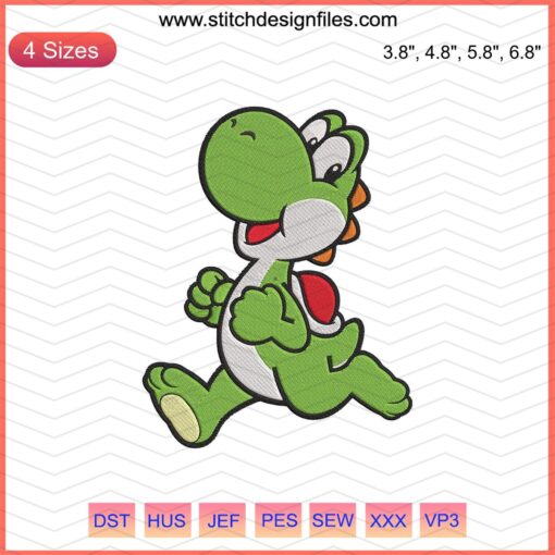 Yoshi Mario Embroidery Designs File: Colorful Yoshi and Mario Machine Embroidery Patterns for DIY Crafting.