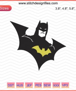 Batman Logo Embroidery Designs File, DC Comics Machine Embroidery, Bat Symbol, Digital Embroidery Pattern