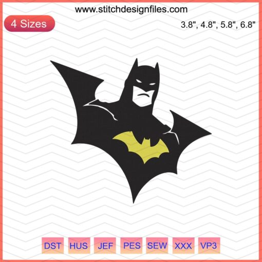 Batman Logo Embroidery Designs File, DC Comics Machine Embroidery, Bat Symbol, Digital Embroidery Pattern