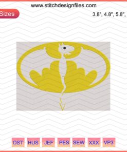 Batman Funny Logo Embroidery Design File, DC Comics Machine Embroidery Pattern, Quirky Batman Symbol for DIY Projects