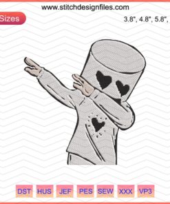 Marshmello DAB Embroidery Design File, EDM DJ Icon, Machine Embroidery Pattern, Instant Download, Festival Costume DIY