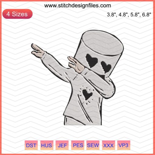 Marshmello DAB Embroidery Design File, EDM DJ Icon, Machine Embroidery Pattern, Instant Download, Festival Costume DIY