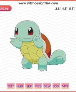 Squirtle Pokemon Embroidery Design File - Machine Embroidery Pattern, Digital Download, Cute Squirtle Stitch Design