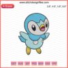 Piplup Pokemon embroidery design file for machine embroidery, featuring adorable Piplup character in vibrant colors. Downloadable pattern.