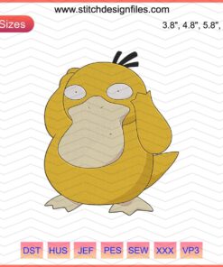 Psyduck Pokemon Embroidery Download: Machine Embroidery Design featuring Psyduck for DIY crafts, sewing projects.