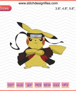 Pikachu Konoha Embroidery Design File, Pokemon Machine Embroidery, Pikachu Naruto Crossover Design, Digital Download