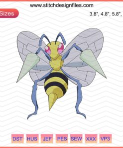 Beedrill Embroidery Designs File: Unique Pokemon Beedrill Machine Embroidery Patterns for Creative Stitching.