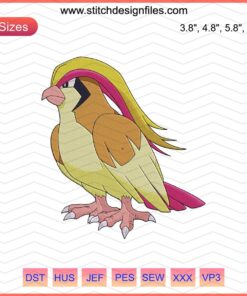 Pidgeot Embroidery File, Pokemon Machine Embroidery Design, Digitized Pidgeot Pattern, Instant Download, Crafting Applique