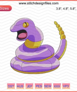 Ekans Embroidery Designs File, Pokemon Machine Embroidery, Purple Snake Embroidery Pattern, Digital Download.