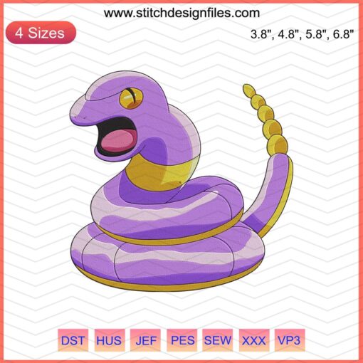 Ekans Embroidery Designs File, Pokemon Machine Embroidery, Purple Snake Embroidery Pattern, Digital Download.