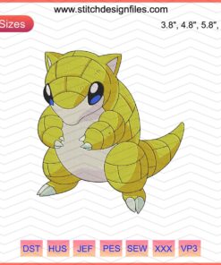 Sandshew Pokemon Embroidery File: Digital Machine Designs for Embroidery, Cute Sandshew Pattern for Enthusiasts