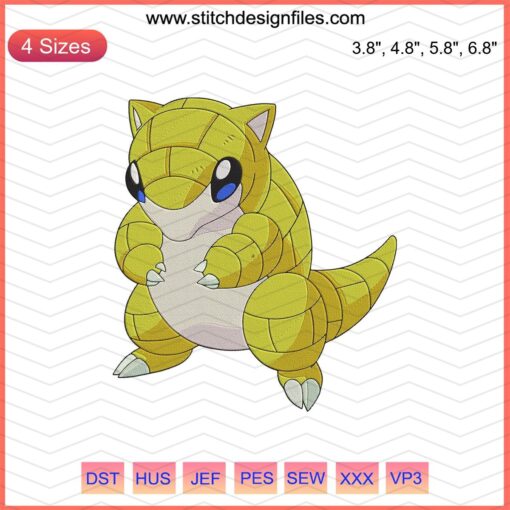 Sandshew Pokemon Embroidery File: Digital Machine Designs for Embroidery, Cute Sandshew Pattern for Enthusiasts