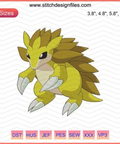 Sandslash Embroidery Patterns, Pokemon Machine Embroidery Designs, Instant Download, Customizable Needlecraft File