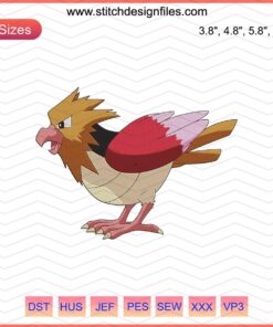 Spearow Embroidery Designs File: Pokemon-inspired machine embroidery design featuring Spearow character for crafting.