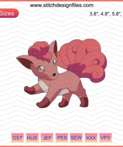 Vulpix Pokemon Embroidery Design File for Machine Embroidery, Cute Vulpix Pattern, Digital Embroidery Download