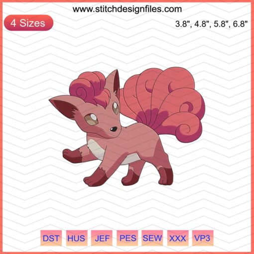 Vulpix Pokemon Embroidery Design File for Machine Embroidery, Cute Vulpix Pattern, Digital Embroidery Download