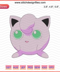 Jigglypuff Pokemon Embroidery Design File for Machine Embroidery, Cute Jigglypuff Design for Pokemon Fans