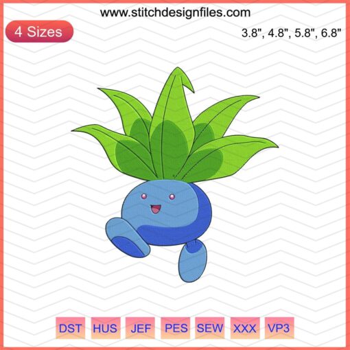 Oddish Pokemon Embroidery Designs File, Machine Embroidery Patterns, Cute Oddish Stitch Art Downloadable File