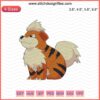 Growlithe Pokemon Embroidery Design File, Cute Machine Embroidery Pattern, Digital Download, DIY Sewing Craft