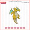 Dragonite Pokemon machine embroidery design file, colorful Dragonite stitching pattern for embroidery enthusiasts.