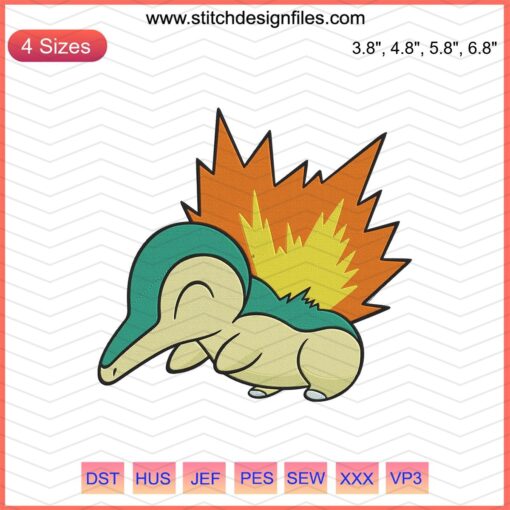 Cyndaquil Pokemon Embroidery Design File - Downloadable Cyndaquil Machine Embroidery Patterns for Pokemon Fans