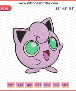 Jigglypuff Pokemon Embroidery Design File for Machine Embroidery, Cute and Detailed Pattern for DIY Sewing Projects