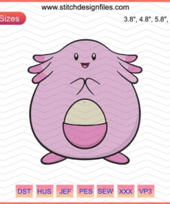 Chansey Pokemon Embroidery Design File, Machine Embroidery Pattern, Detailed Chansey Stitch Art for Craft Projects