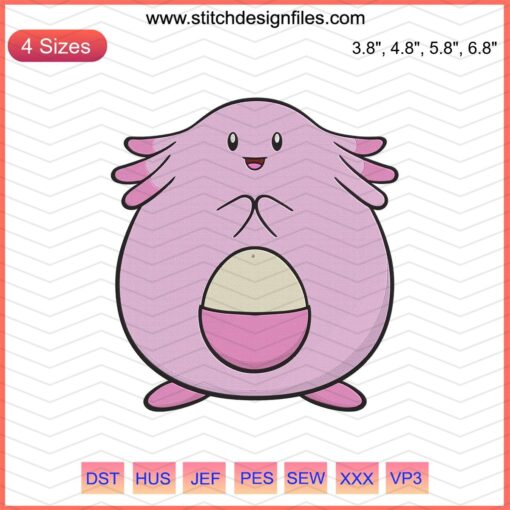 Chansey Pokemon Embroidery Design File, Machine Embroidery Pattern, Detailed Chansey Stitch Art for Craft Projects