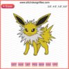 Jolteon machine embroidery design file, perfect for Pokemon-themed crafts, vibrant electric type pattern, instant download.