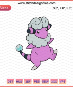 Cute Flaaffy Pokemon Embroidery Design File, Ideal for Machine Embroidery Projects, Digital Download, Pokemon Stitch Patterns.
