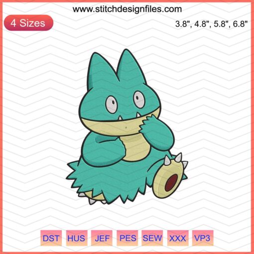 Munchlax Pokemon Machine Embroidery Designs File, Digital Download, Cute Embroidery Patterns for DIY Crafts