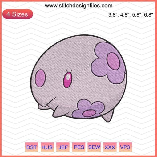 Munna Pokemon embroidery designs file, vibrant machine embroidery design featuring Munna, perfect for crafty Pokemon enthusiasts.