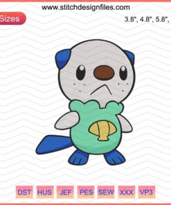 Oshawott Pokemon Embroidery Design, Machine Embroidery File, Cute Oshawott Pattern, Instant Download, Pokemon Collection
