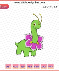Meganium Pokemon Embroidery Design File, Machine Embroidery Pattern, Digital Download, Crafting Design, DIY Embroidery Decor.