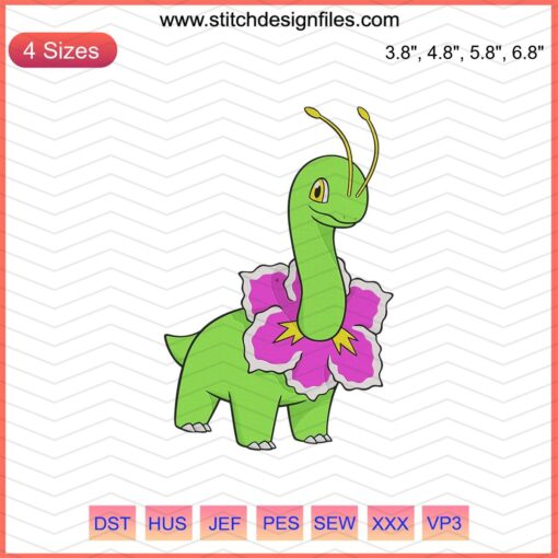 Meganium Pokemon Embroidery Design File, Machine Embroidery Pattern, Digital Download, Crafting Design, DIY Embroidery Decor.