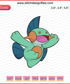 Marshtomp Pokemon Embroidery Design File, Machine Embroidery Pattern featuring Marshtomp, Digital Download