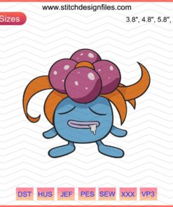 Gloom Pokemon Embroidery Designs File for Machine Embroidery, featuring detailed Gloom character patterns, perfect for Pokemon fans.