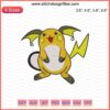 Raichu Pokemon Embroidery Design File, Cute Raichu Machine Embroidery for DIY Projects, Downloadable Pokémon Pattern