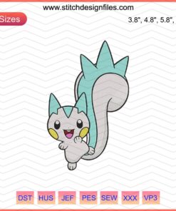 Pachirisu Pokemon Embroidery Designs File, Cute Pachirisu Machine Embroidery Patterns, Digital Pokemon Stitch Design