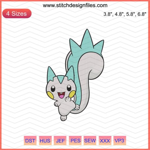 Pachirisu Pokemon Embroidery Designs File, Cute Pachirisu Machine Embroidery Patterns, Digital Pokemon Stitch Design