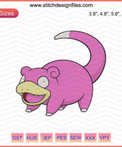 Slowpoke Pokemon embroidery designs file, featuring fun, machine-ready Slowpoke patterns for embroidery projects.