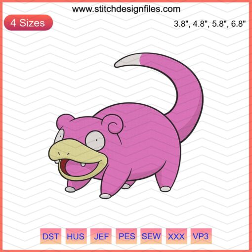 Slowpoke Pokemon embroidery designs file, featuring fun, machine-ready Slowpoke patterns for embroidery projects.