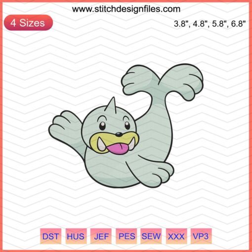 Seel Pokemon Embroidery Design, Machine Embroidery File, Cute Seel Pattern, Digital Download for Embroidery Projects