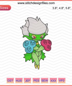 Roserade Pokemon Embroidery Design File, Machine Ready, Colorful Stitch Pattern, DIY Craft, Downloadable Pokemon Design