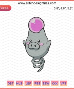 Spoink Pokemon Embroidery Design File, Cute Spoink Machine Embroidery, Pokemon Character Stitch Patterns, Digital Download