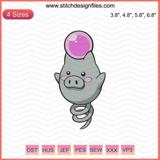 Spoink Pokemon Embroidery Design File, Cute Spoink Machine Embroidery, Pokemon Character Stitch Patterns, Digital Download