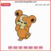 Teddiursa Pokemon embroidery design file, ideal for machine embroidery projects featuring cute Pokemon character.