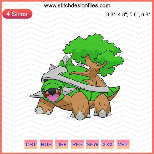 Torterra Pokemon Embroidery Design File, Machine Embroidery Pattern, Digital Download, DIY Crafts, Cute Pokemon Decor