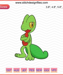 Treecko Pokemon Embroidery Designs File, Cute Treecko Embroidery, Pokemon Machine Embroidery Pattern, Digital Download